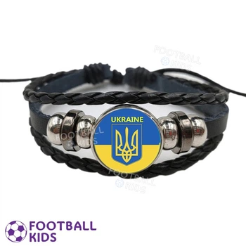 Браслет патріотичний Ukraine шкіряний плетений (5275-4)
