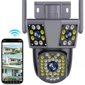 WiFi камера видеонаблюдения 9MP 6K с 3 объективами IP65 (6598-7865)