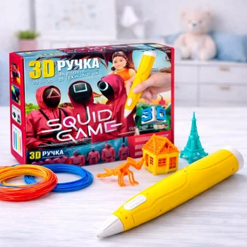 3D ручка принтер от сети +3 стержня, Желтый (6598-9847)