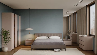 Спальня Міро Марк ТОФФІ TOFFIE комплект з шафою 3Д та шафою 1Д колір супермат тоффі горіх макадамія