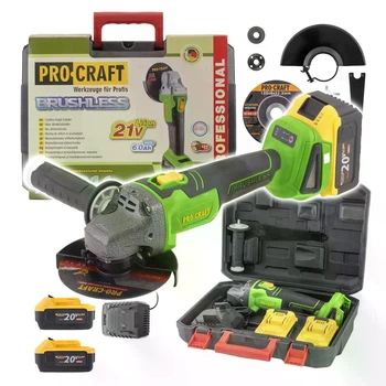 Акумуляторна шліфмашина Procraft PWA216 (20В, 2х4Аг, 125 мм) у пластиковому кейсі