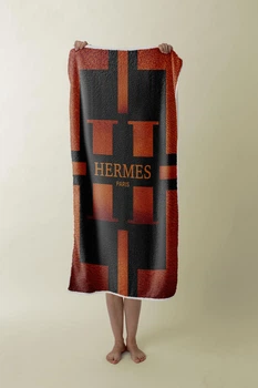 Рушник з принтом Ермес літера, "Hermès" - 70*140 см