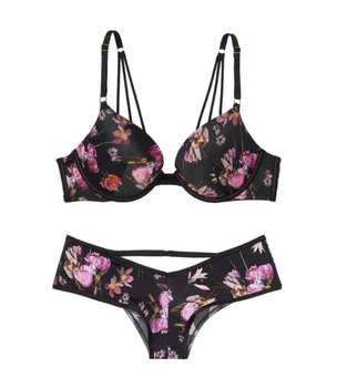 Комплект білизни Very Sexy Victoria’s Secret Black Floral Push-up Чорний 32DD-S