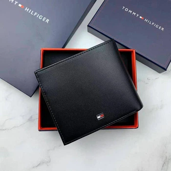 Чоловічий гаманець TOMMY HILFIGER натуральна шкіра із монетницею чорний 11×10 см (LUX1020)