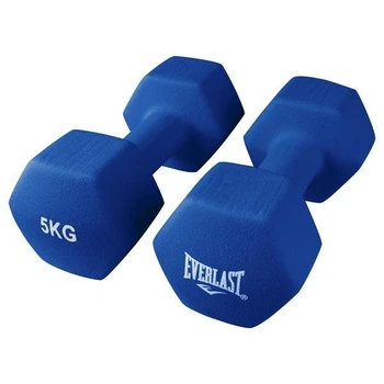 Гантели Everlast 5 кг × 2 шт. в виниловом покрытии металлические синие профессиональные гантели для фитнеса силовых тренировок аэробики и домашнего спортзала
