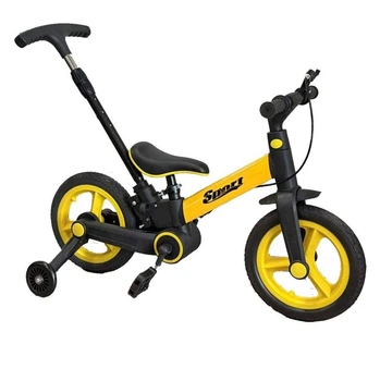 Детский двухколесный велосипед Maraton PUSH SPORT M10 10" широкие колеса регулируемое сиденье крепкая рама для детей - желтый