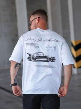 Чоловічі футболки оверсайз з бавовни Porsche Біла L