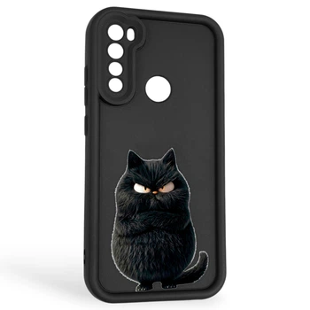 Чохол силіконовий оригінальний Soft Touch з 3D принтом злого кота для Xiaomi Redmi Note 8 чорний (Повний захист камери)