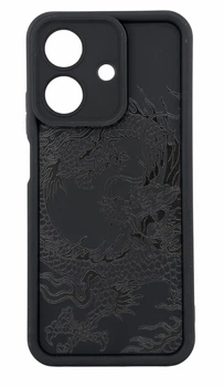 Чехол Shock Case Print для телефона Realme Note 60 бампер силиконовый черный с рисунком Дракон