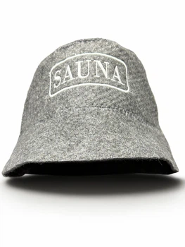 Шапка для лазні та сауни "Панама SAUNA" банна шапка в баню авторська сіра з повсті
