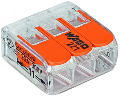 Клема Wago 221-413 3 x 0.2–4 мм2 32 A 20 шт (4050822113200)