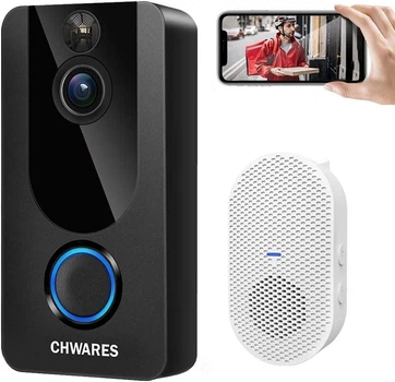 Видеокамера дверного звонка CHWARES с перезвоном, 1080p HD, беспроводной Wi-Fi