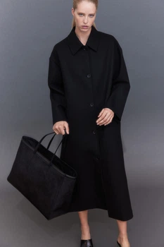 Пальто в составе с шерстью H&M 1246650002c55 XL черное (100005347)