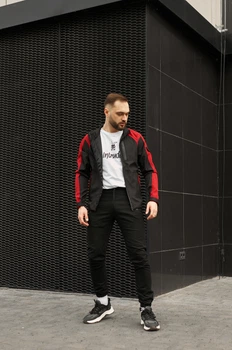 Костюм мужской Intruder iForce & Hope демисезонный комплект Softshell Light без флиса влагозащитная куртка с прорезиненными змейками и штаны на манжетах чёрно-красный/M