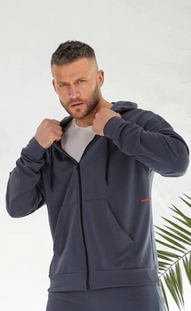 Чоловіче спортивне худі на блискавці Uaclothes 50-52 Графітовий (like36656-170821358)