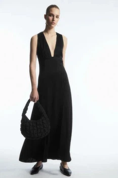 Сукня жіноча COS plunge open-back maxi dress 1183356001 42 Чорний