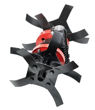 Насадка для мотокосы, культиватор, 9T, D=28 мм, усиленная со съемными фрезами (кос452)