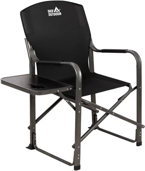 Стілець розкладаний кемпінговий Skif Outdoor Colonel Evo з високою спинкою, підлокітниками, поличкою, до 120 кг, Oxford 600D Grey (3890476)