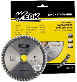 Пильный диск по дереву Werk 200×32 мм, 48 зубов - 1 шт (дск040))