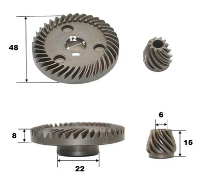 Пара шестерень для болгарки Makita GA9558/GA9555, 227541-3 + 227542-1, аналог (g4044))