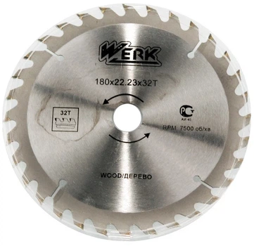 Пильний диск Werk 180×22,23 мм, 32 зуба WE109111 (дск030))