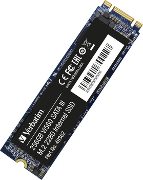 SSD накопитель внутренний M.2 2280 SATA III 256GB Verbatim Vi560 черный 3D NAND до 550 МБ/с для - Уценка