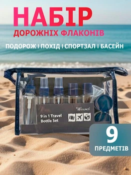 Набор для путешествия 9 предметов — органайзеры в чемодан, косметички и чехлы для одежды, синий. Комплект для хранения вещей в дороге