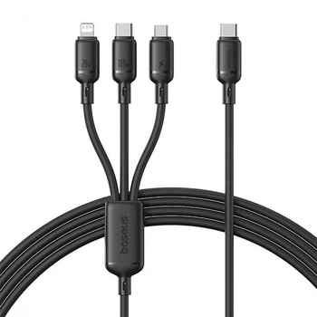 Кабель 3-в-1 Baseus Silky One-for-Three Fast Charging Type-C to Micro USB+Lightning+Type-C 100W (1.5m) black