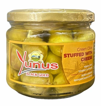 Оливки зелені фаршировані сиром Yunus 290г