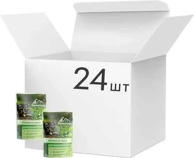 Вологий корм для котів та кошенят Carpathian Pet Food з куркою у соусі 24×80 г