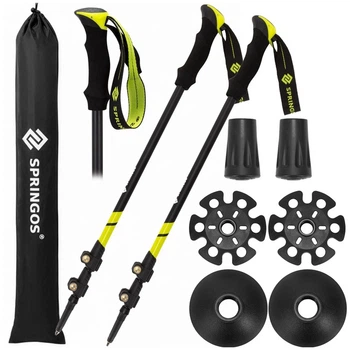 Kije trekkingowe Springos CS0176 składane z trzema nakładkami (5908455308038)