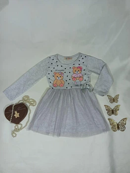 Платье для девочки ( маломерное) "Two bears" Серое 98-104