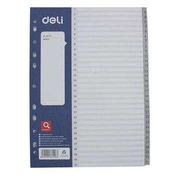 Разделитель A4 Deli 1-31 цифровой пластик цветной (38158)
