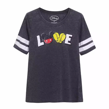 Женская бейсбольная футболка Disney Love черная с эффектом потертости XL