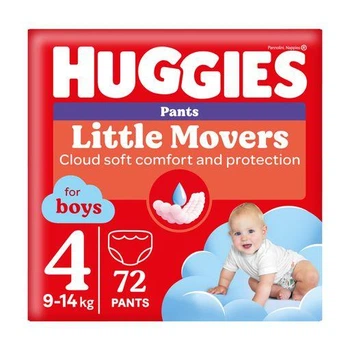 Підгузки-трусики Huggies Little Movers Pants для хлопчиків, розмір 4 (9-14 кг), 72 шт