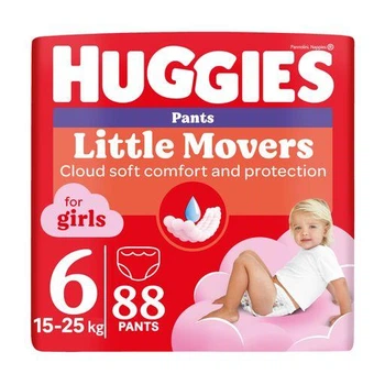 Підгузки-трусики Huggies Little Movers Pants для дівчаток, розмір 6 (15-25 кг), 88 шт