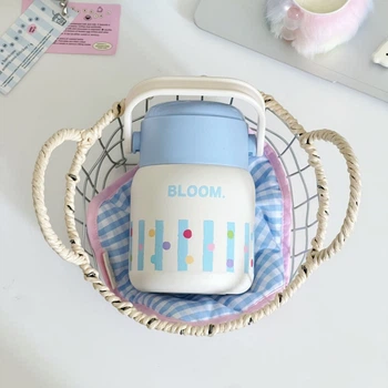 Термос для їжі з ложкою BLOOM 550 мл Блакитний з нержавіючої сталі