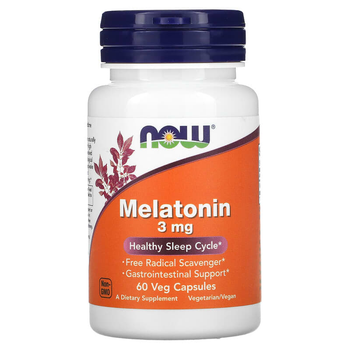 Мелатонин NOW Foods "Melatonin" здоровый цикл сна, 3 мг (60 капсул)