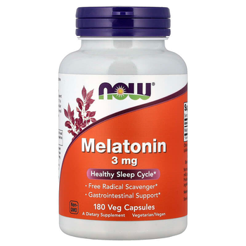 Мелатонін NOW Foods "Melatonin" здоровий цикл сну, 3 мг (180 рослинних капсул)