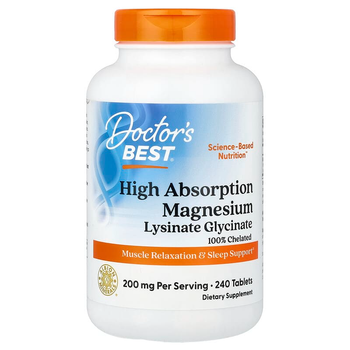 Хелатний магній Doctor's Best "High Absorption Magnesium" 100 мг (240 таблеток)