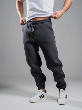 Спортивные штаны мужские на флисе теплые джоггеры трикотажные Teamv Jogger графитовые 6XL