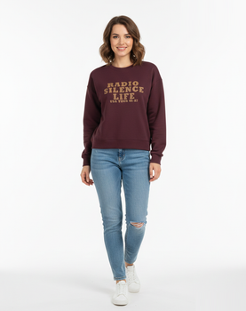 Стильный женский бордовый свитшот с трендовой надписью Oversize S-L