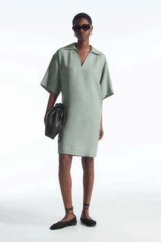 Сукня жіноча COS open-collar linen shirt dress 1227041001 36 Зелений