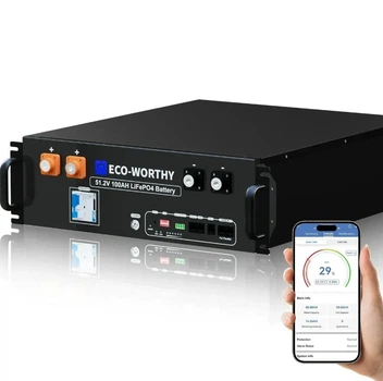 Аккумулятор LiFePO4 Eco-Worthy 51.2V 100Ah v.3 5120Wh Bluetooth WiFi BMS >6000 циклов литий-железо-фосфатная батарея
