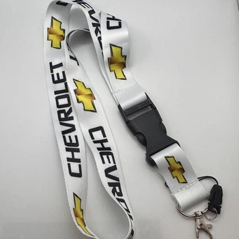 Брелок для ключів із карабіном шнурок на шию ремінець шевроле Chevrolet білий