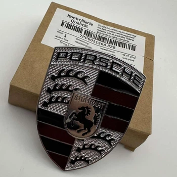 Ємблема PORSHE (Порше) 68 мм 52 мм срібло знак шильдик на капот багажник 99655921101