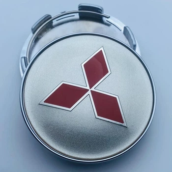 Колпачок Mitsubishi 69 мм 58 мм хром с красным логотипом заглушка в диск митсубиши