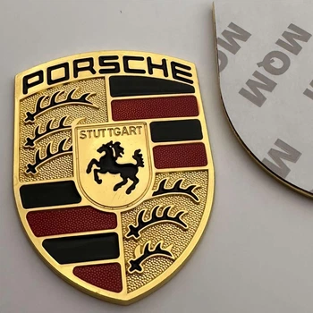 Знак Porsche 67 мм 51 мм метал порше емблема широкик золото на капот багажник 9965592110
