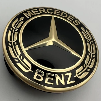 Колпачок на диски Mercedes Benz 75 мм 70 мм A1704000025 черный с золотом мерседес заглушка