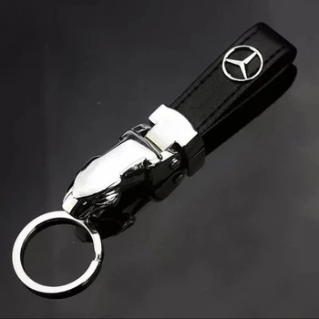 Брелок для ключів екошкіра чорна голова тигра мерседес Mercedes-Benz